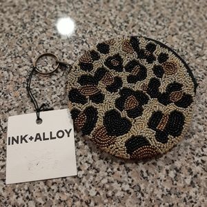 INK + ALLOY cheetah black and gold change purse